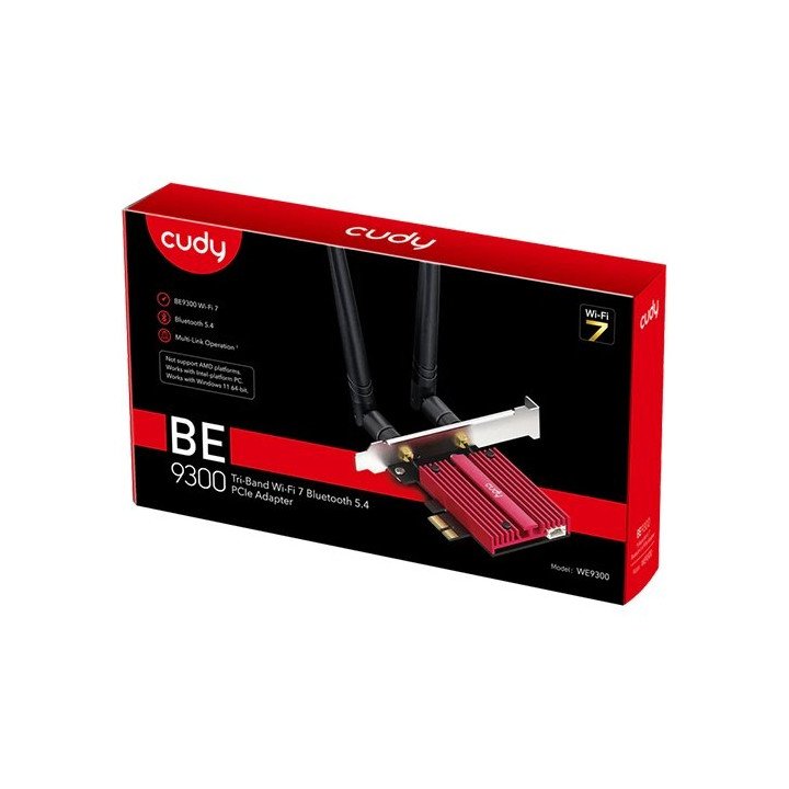 מתאם רשת אלחוטי Cudy WE9300 BE9300 Wi-Fi 7 Bluetooth 5.4 PCI-E – למחשב