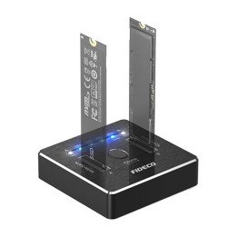 תחנת עגינה 2 מפרצים FIDECO לכונני SSD M.2 עם אפשרות שיכפול כונן