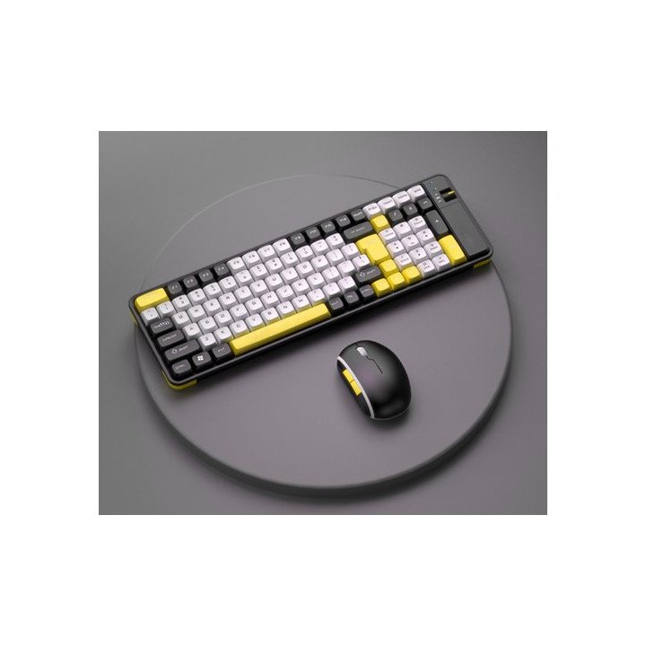 סט אלחוטי Super Gaming QW06 Bluetooth+2.4GHZ שחור לבן צהוב