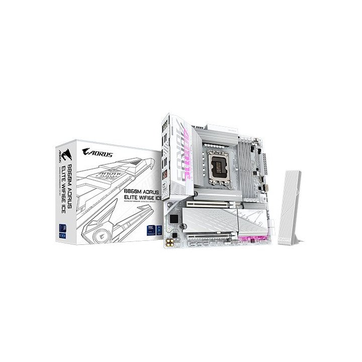 לוח אם Gigabyte B860M AORUS ELITE WIFI6E ICE 1851 DDR5 mATX - צבע לבן