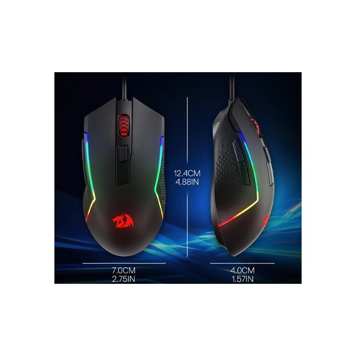 עכבר גיימינג רד דרגון - עד 10000Dpi ותאורת RGB - צבע שחור - Redragon T