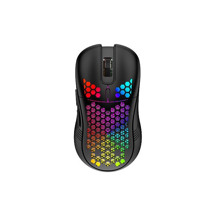 עכבר גיימינג אלחוטי עם תאורת APOLLOX GX40 RGB בצבע שחור
