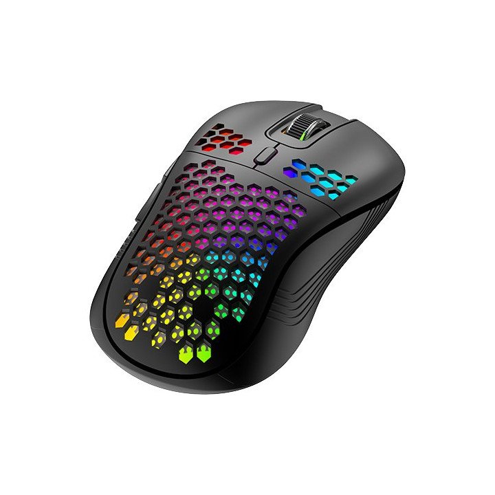עכבר גיימינג אלחוטי עם תאורת APOLLOX GX40 RGB בצבע שחור