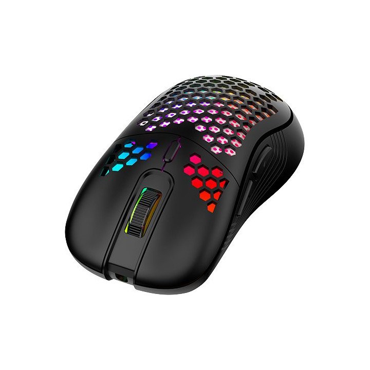 עכבר גיימינג אלחוטי עם תאורת APOLLOX GX40 RGB בצבע שחור