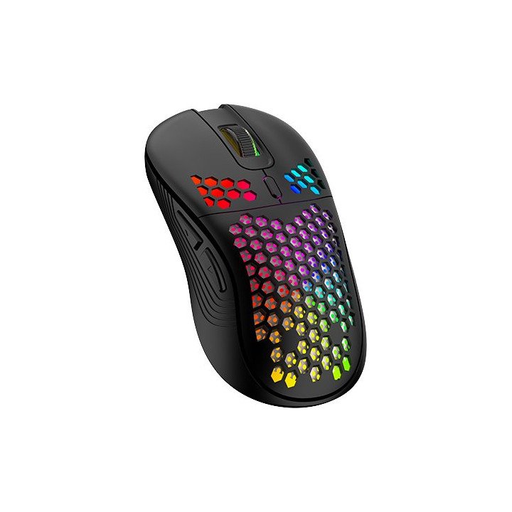 עכבר גיימינג אלחוטי עם תאורת APOLLOX GX40 RGB בצבע שחור