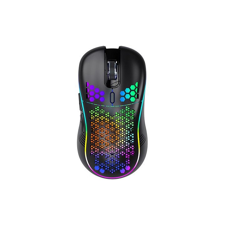 עכבר גיימינג אלחוטי עם תאורת APOLLOX GX40 RGB בצבע שחור