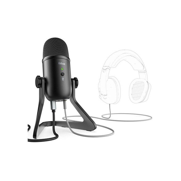 מיקרופון למחשב קונדנסר שולחני עם חיבור USB לפודקאסטים Fifine K678