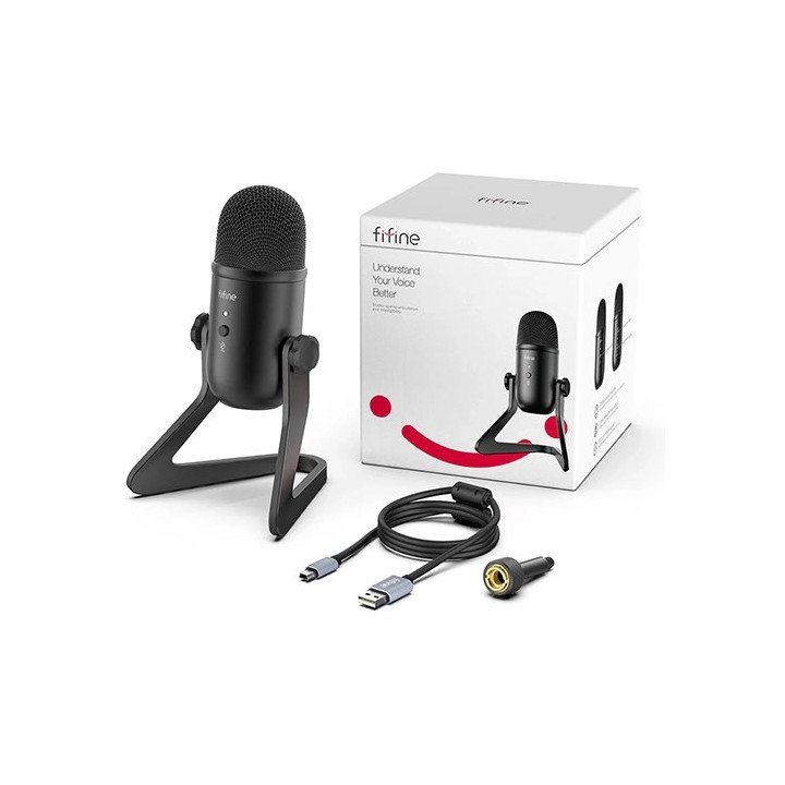 מיקרופון למחשב קונדנסר שולחני עם חיבור USB לפודקאסטים Fifine K678