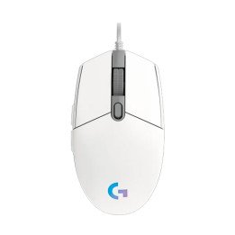 עכבר גיימינג חוטי - כולל תאורת RGB לד - צבע לבן - Logitech G102 Lights