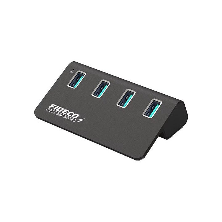 מפצל USB 3.2 Gen2 עם 4 יציאות - כולל ספק כח - FIDECO H418S
