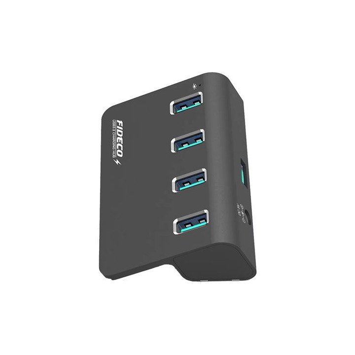 מפצל USB 3.2 Gen2 עם 4 יציאות - כולל ספק כח - FIDECO H418S