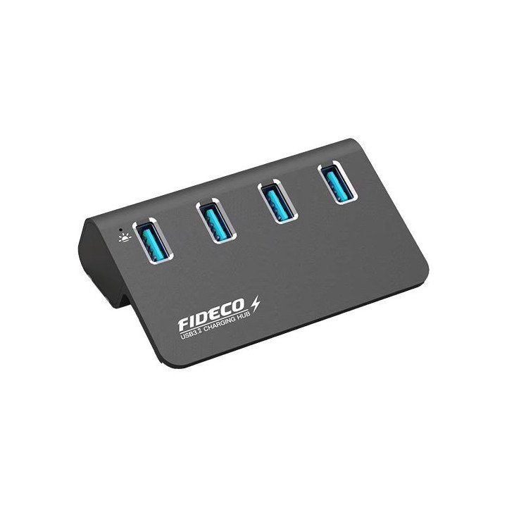 מפצל USB 3.2 Gen2 עם 4 יציאות - כולל ספק כח - FIDECO H418S