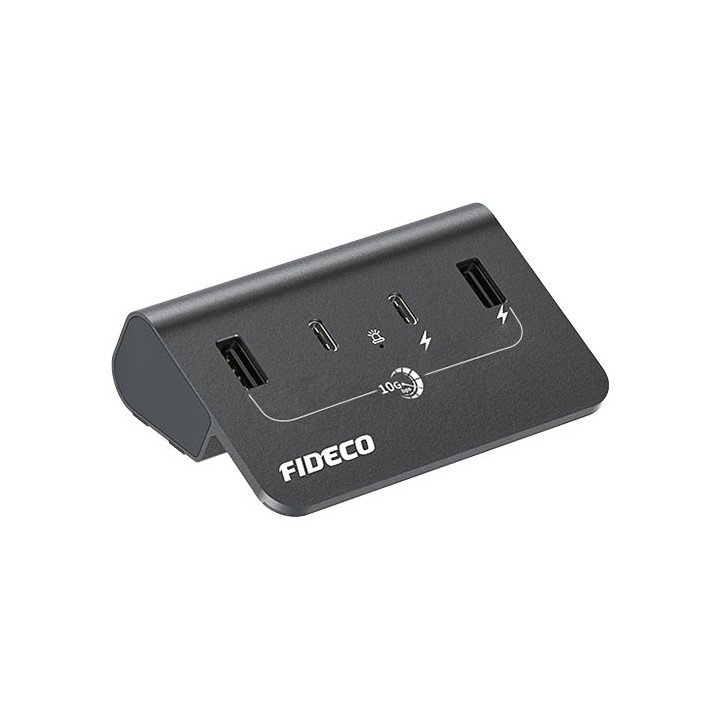 מפצל USB 3.2 Gen2 עם 4 יציאות – כולל יציאות USB-C – כולל ספק כח – FIDE
