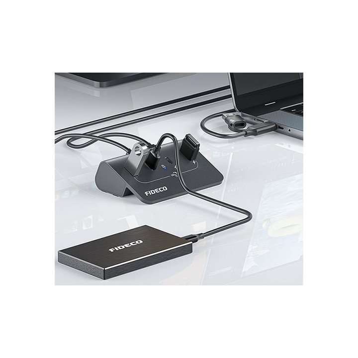 מפצל USB 3.2 Gen2 עם 4 יציאות – כולל יציאות USB-C – כולל ספק כח – FIDE