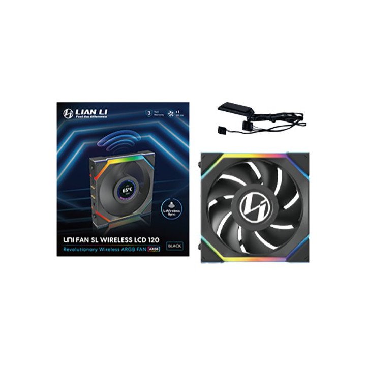 מאוורר למארז 12 ס''מ עם מסך Lian Li UNI FAN SL Wireless – צבע שחור