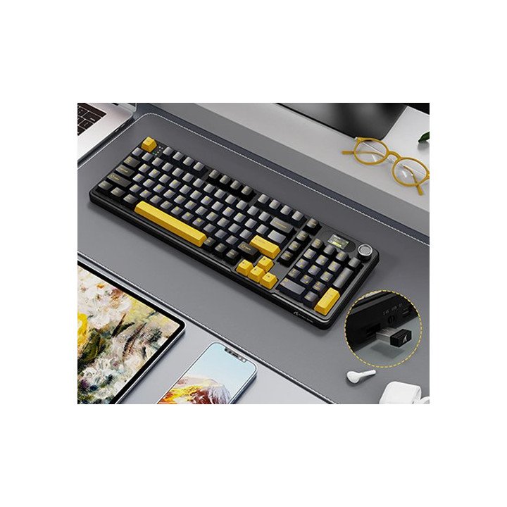מקלדת גיימינג מכנית אלחוטית Shark Attack X98PRO בצבע Star Black