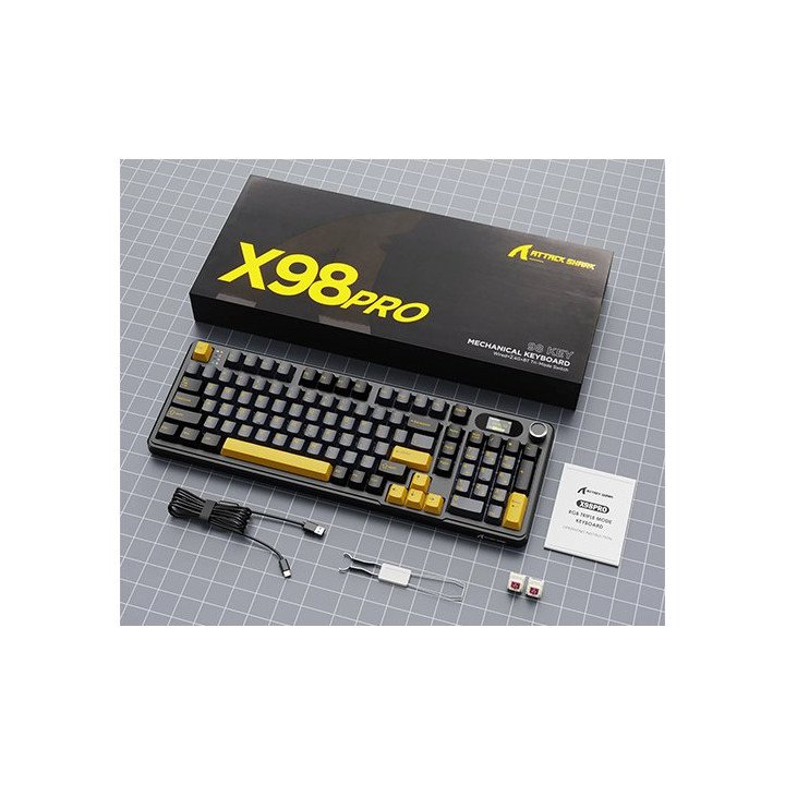 מקלדת גיימינג מכנית אלחוטית Shark Attack X98PRO בצבע Star Black
