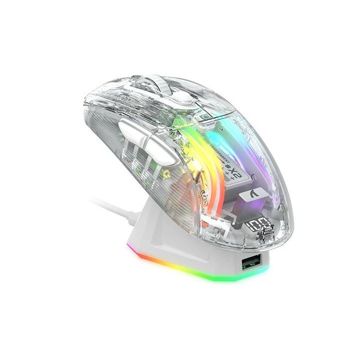 עכבר גיימינג בלוטוס אלחוטי Attack Shark X2PRO –  שקוף בהיר עם תאורת RG