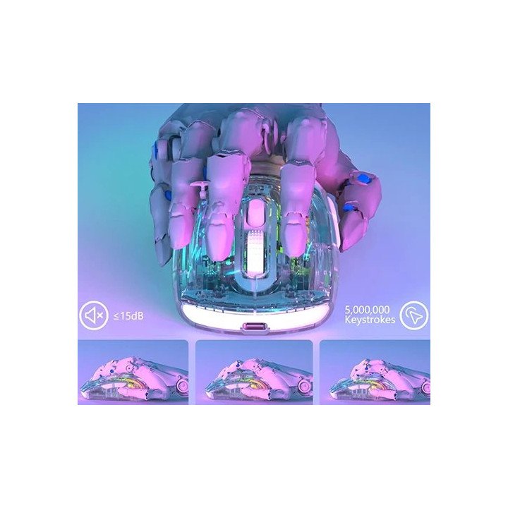 עכבר גיימינג בלוטוס אלחוטי Attack Shark X2PRO –  שקוף בהיר עם תאורת RG