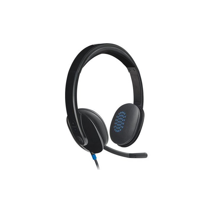 אוזניות גיימינג חוטיות Logitech H540 USB עם מיקרופון בצבע שחור