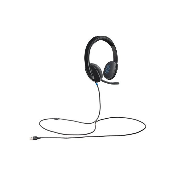 אוזניות גיימינג חוטיות Logitech H540 USB עם מיקרופון בצבע שחור