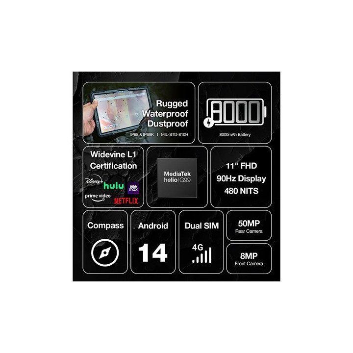 טאבלט מוקשח AGM PAD P2 Active Wi-Fi + 4G LTE 8GB+256GB אנדרואיד 14, כו