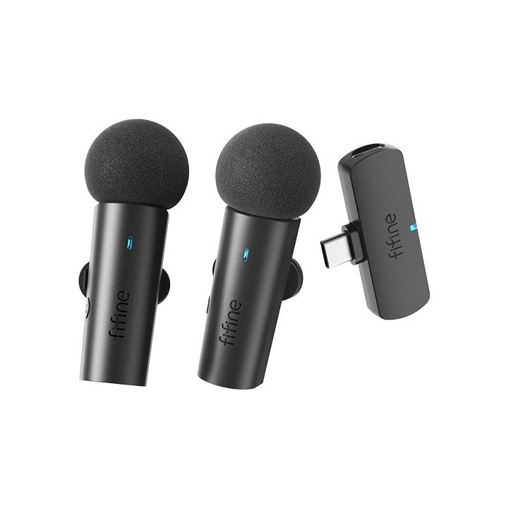מיקרופון דש אלחוטי 2 יחידות Fifine M8 Dual Wireless Lapel 2.4GHz/UHF