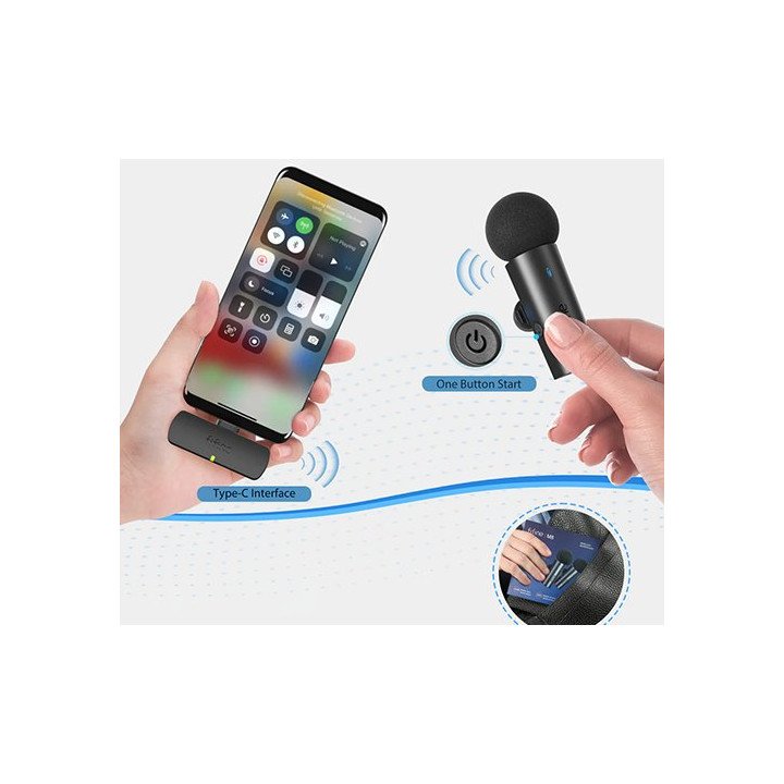 מיקרופון דש אלחוטי 2 יחידות Fifine M8 Dual Wireless Lapel 2.4GHz/UHF