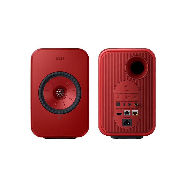זוג רמקולים אלחוטיים Wireless HiFi Speakers LSX II KEF בצבע אדום