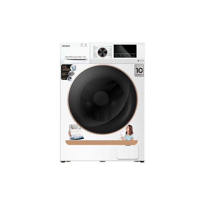 מכונת כביסה 10 קילו פתח קדמי בצבע לבן Aiwa Direct Drive - משלוח חינם