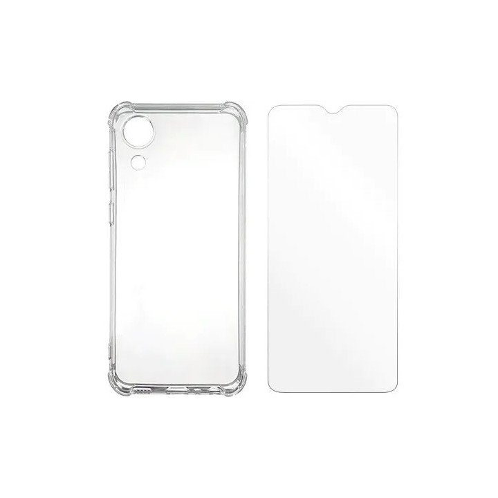 מגן לטלפון ומגן זכוכית לגלקסי Samsung Galaxy A03 Core שקוף