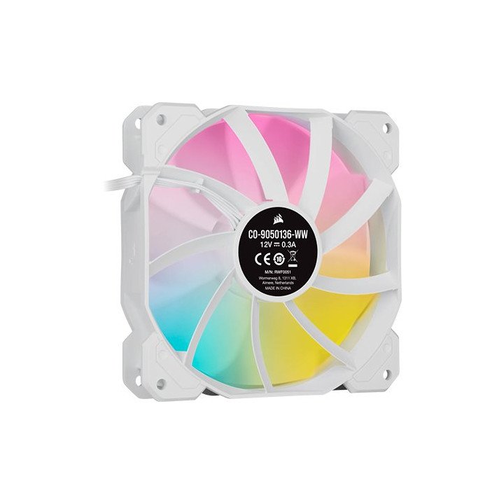 מאוורר למארז 12 ס''מ Corsair iCUE SP120 RGB ELITE בצבע לבן