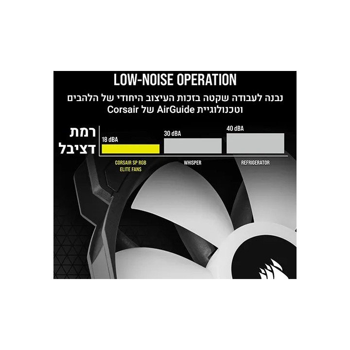 מאוורר למארז 12 ס''מ Corsair iCUE SP120 RGB ELITE בצבע שחור