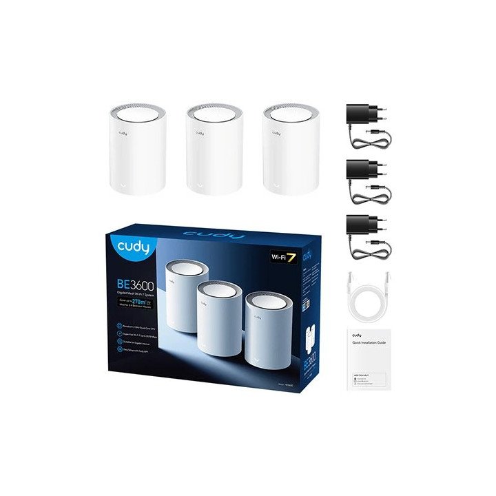 ראוטר מגדיל טווח קודי 3 יחידות Cudy BE3600 Gigabit Mesh Wi-Fi 7 System