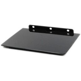 מדף לממיר / DVD / סטרימר מזכוכית מחוסמת שחורה 35x25 עד 10 קילו V-Star 