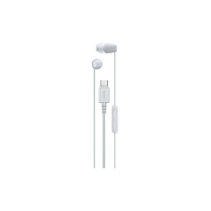 אוזניות סוני חוטיות עם מיקרופון SONY IN-EAR IER-EX15C USB-C בצבע לבן