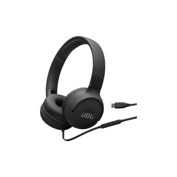 אוזניות JBL קשת חוטיות Tune 520C USB-C בצבע שחור