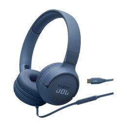 אוזניות JBL קשת חוטיות Tune 520C USB-C בצבע כחול