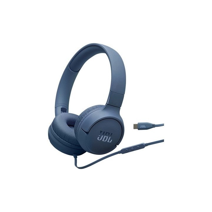 אוזניות JBL קשת חוטיות Tune 520C USB-C בצבע כחול