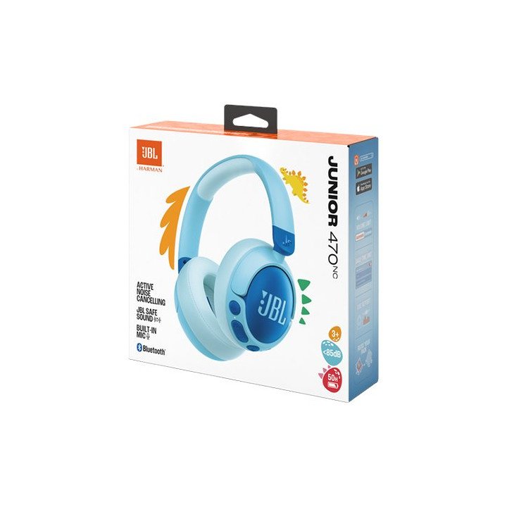 אוזניות לילדים JBL אלחוטיות עם מסנן רעשים Junior 470NC בצבע כחול
