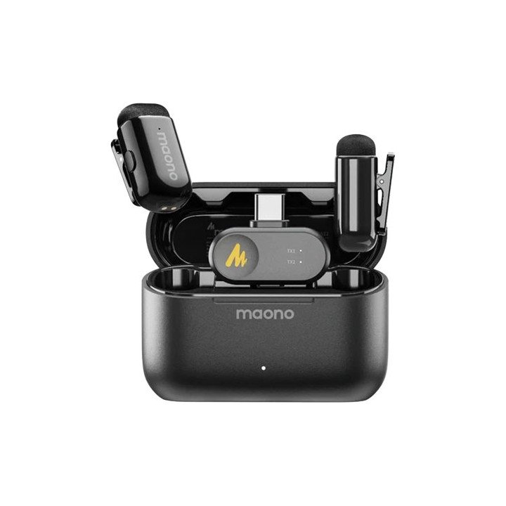 מיקרופון דש אלחוטי עם משדר ומקלט MAONO WAVE T1 MINI 2.4GHz