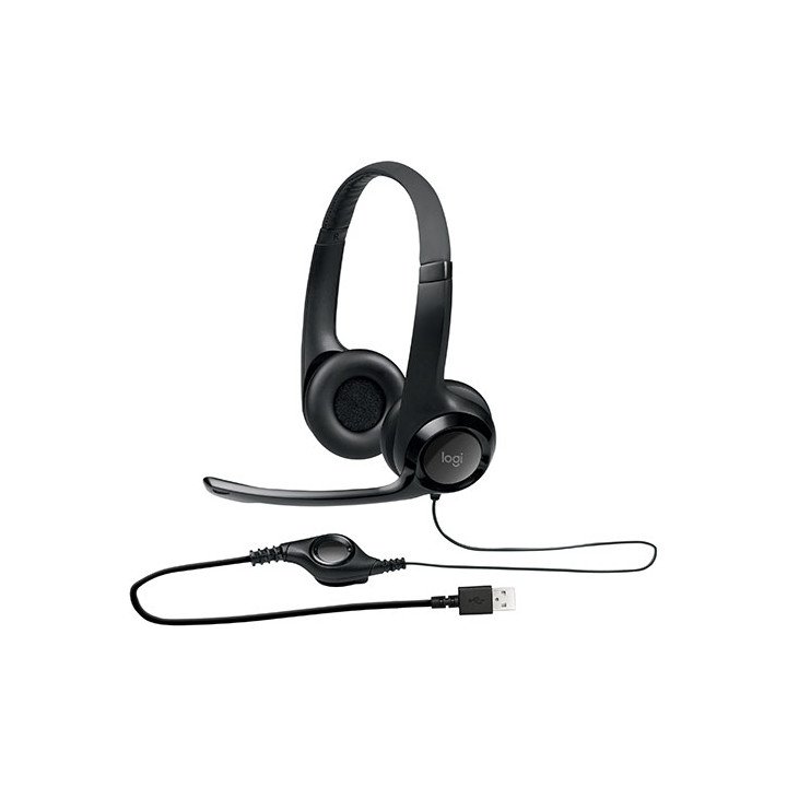 מציאון - אוזניות Logitech H390 USB Headset עם מיקרופון בצבע שחור - מוח