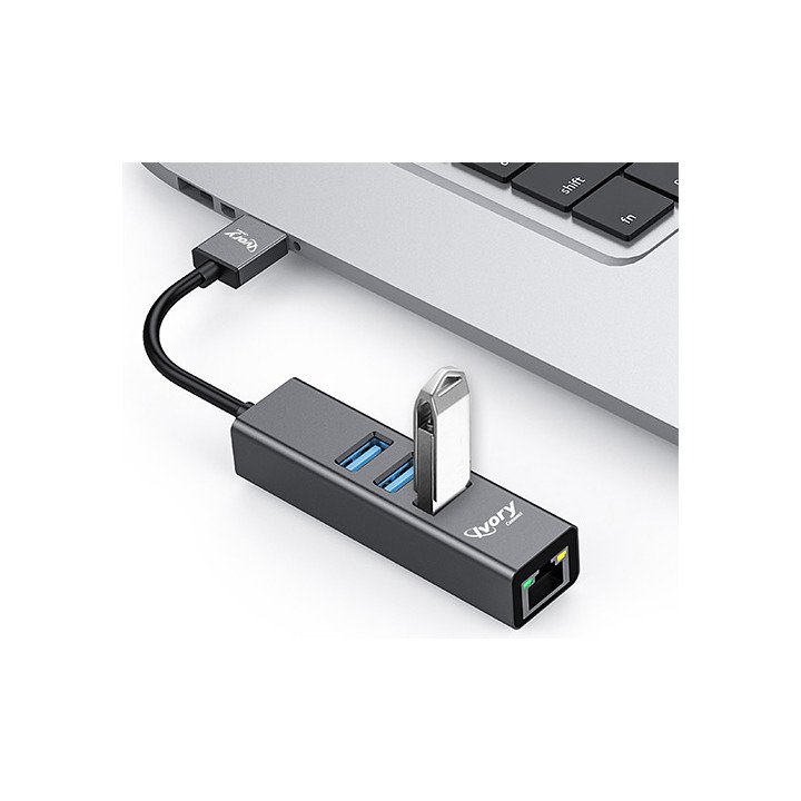 מתאם רשת מפצל USB-A ל 0.RJ45 + USB 3 רשת SUPER CONNECT
