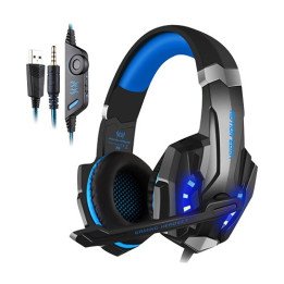 אוזניות גיימינג חוטיות עם תאורת לד Mizuki G9000 USB בצבע כחול