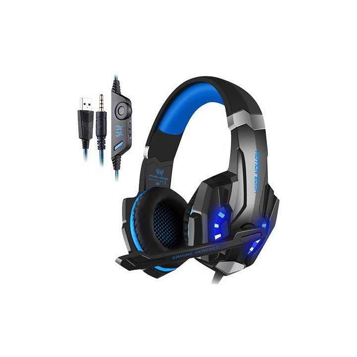 אוזניות גיימינג חוטיות עם תאורת לד Mizuki G9000 USB בצבע כחול