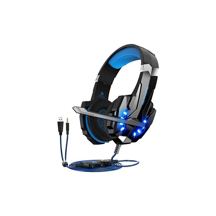 אוזניות גיימינג חוטיות עם תאורת לד Mizuki G9000 USB בצבע כחול