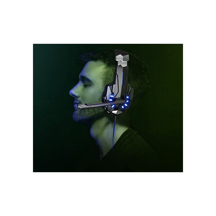 אוזניות גיימינג חוטיות עם תאורת לד Mizuki G9000 USB בצבע כחול