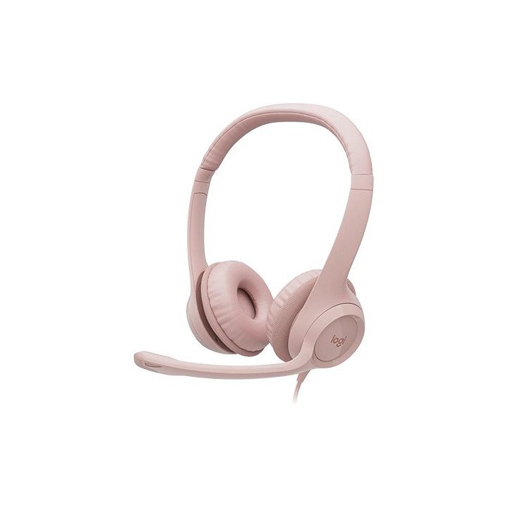 אוזניות Logitech H390 USB Headset עם מיקרופון בצבע ורוד