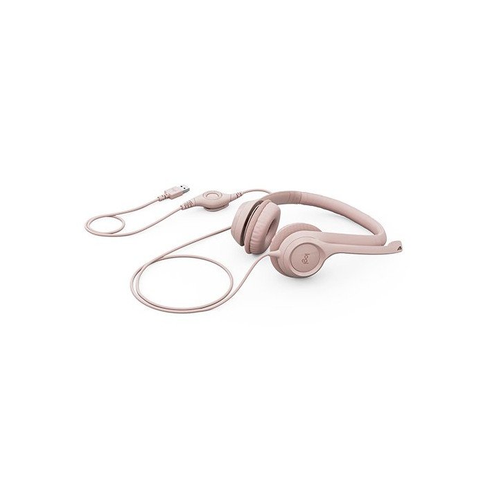 אוזניות Logitech H390 USB Headset עם מיקרופון בצבע ורוד