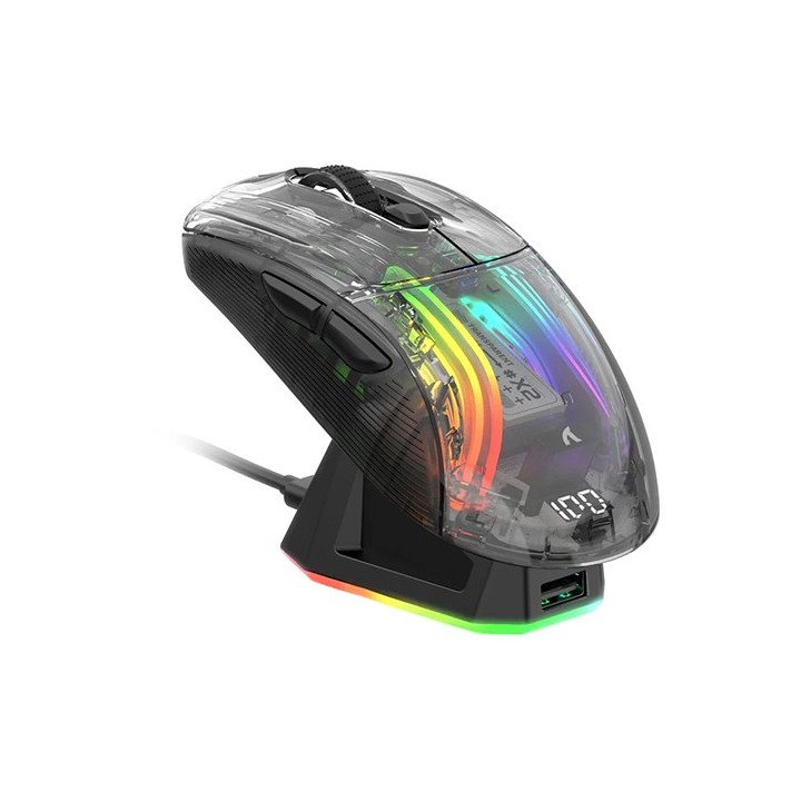 מציאון - עכבר גיימינג בלוטוס אלחוטי Attack Shark X2PRO –  שקוף כהה עם 